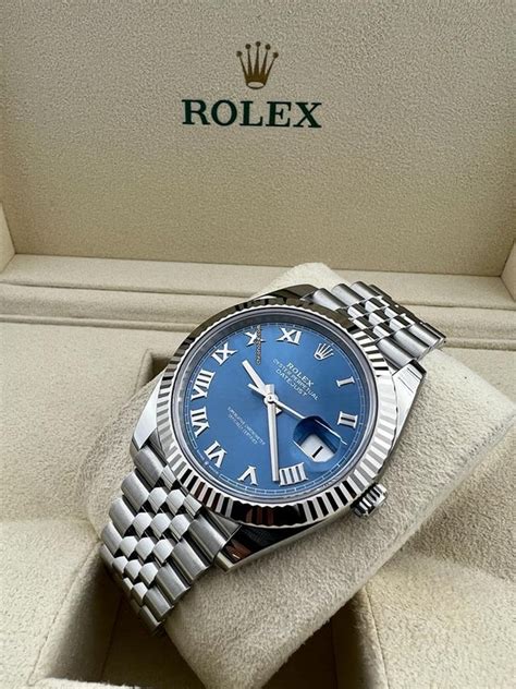 rolex datejust azzurro blue floral|Rolex Datejust blue dial 41mm.